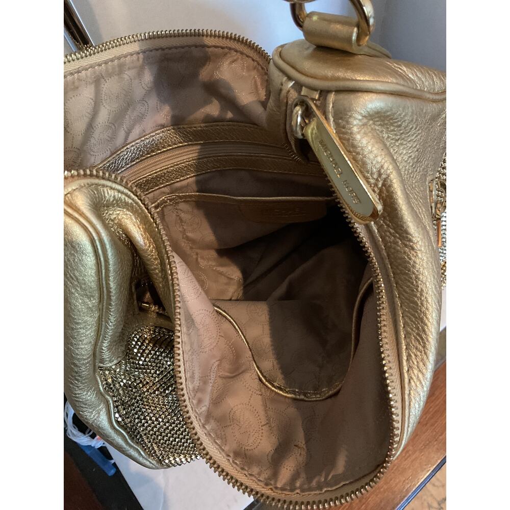 Michael Kors Large Gold Mess and Leather Hobo Shoulder Bag - Picture 4 of 12